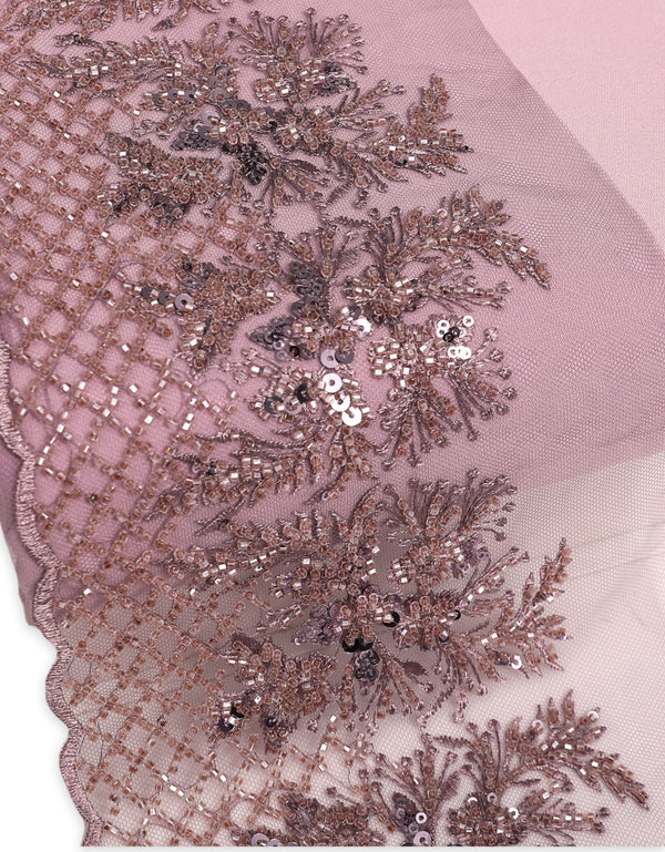 Beaded Border Lace - (Dusty Purple)